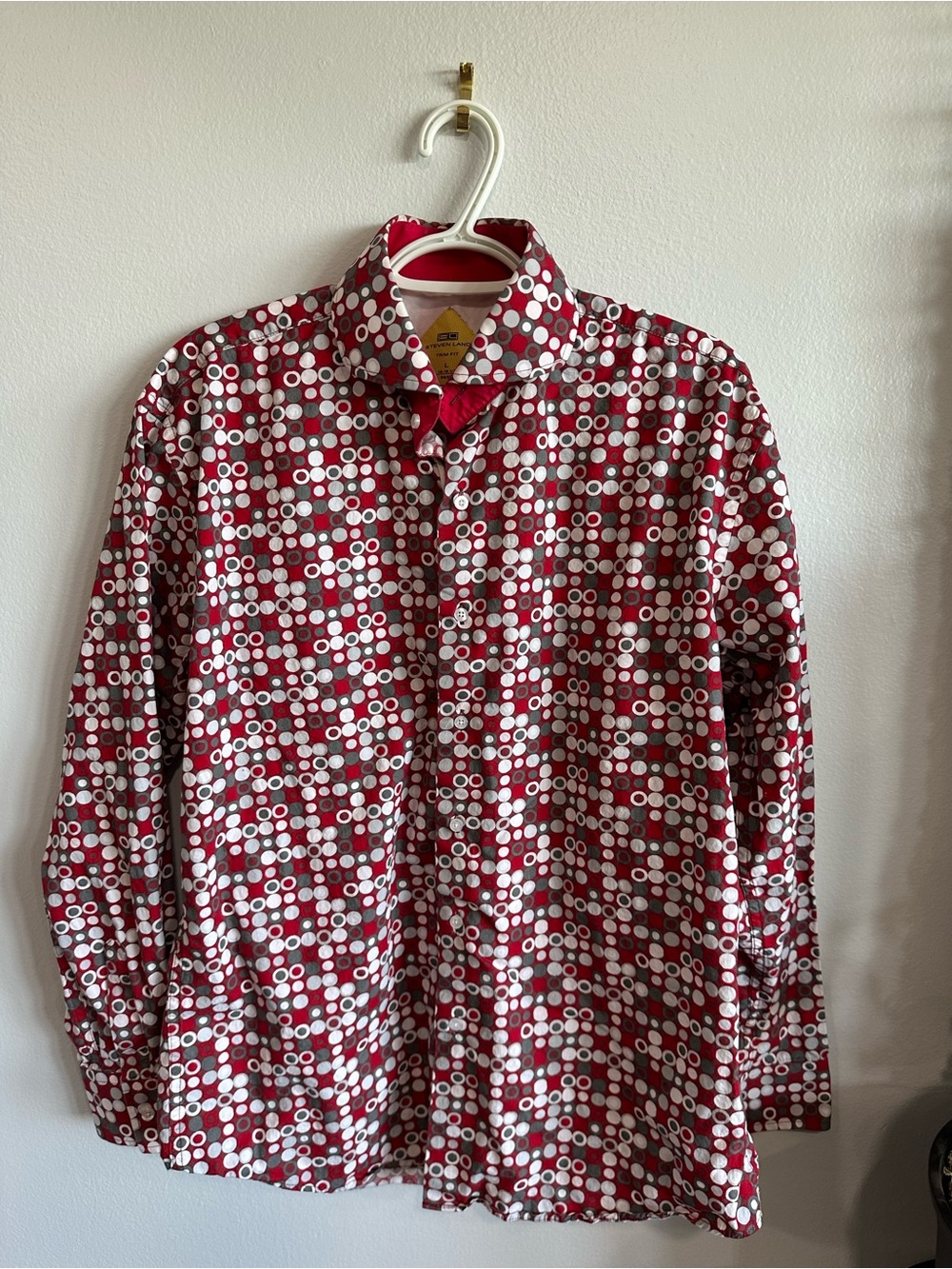 Steven Alan Red and White Geometric Button-Down Shirt